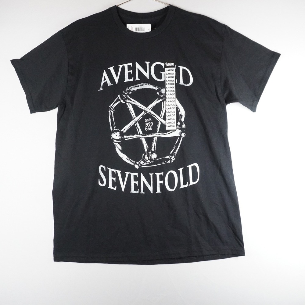 Avenged Sevenfold T-Shirt  Large Black Bone Pentagram Band Tee Rock Metal NWT